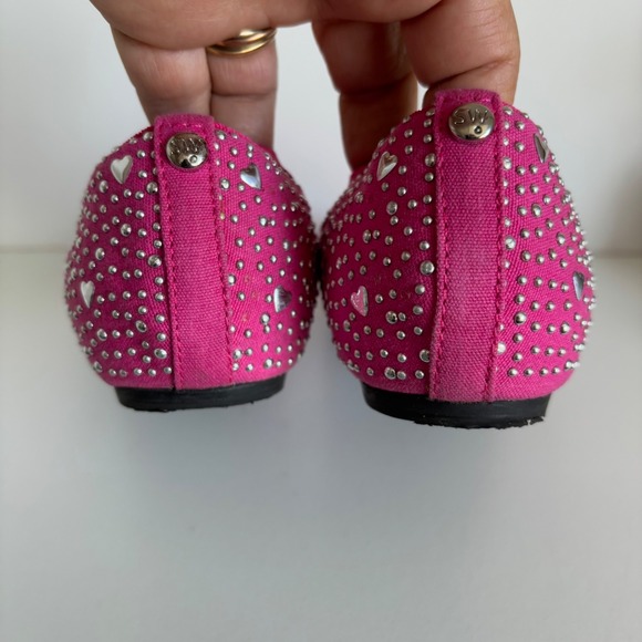 Stuart Weitzman Girls Ballet Flats Size 2 Pink Sally Evelyn Silver Studs‎ - Picture 9 of 12